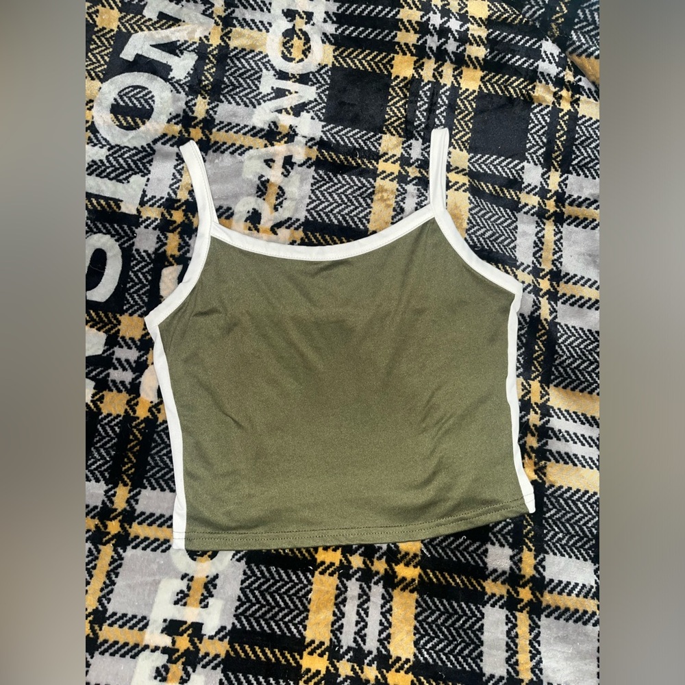 Women's Olive Green Contrast-Trim Cami Top